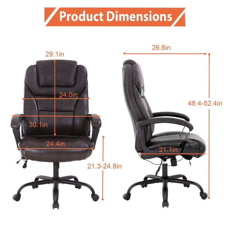 Fauteuil de bureau ergonomique Big and Tall, Brun