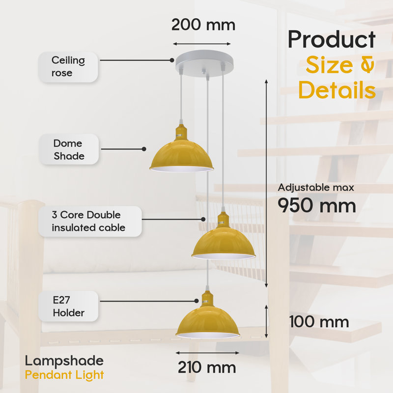 3 - Light Cluster Pendant, No, No, Yellow