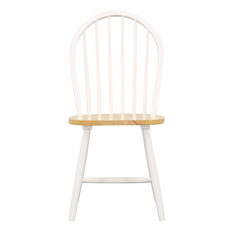 Chaises d'appoint à dossier à broches naturelles brun et blanc (4)