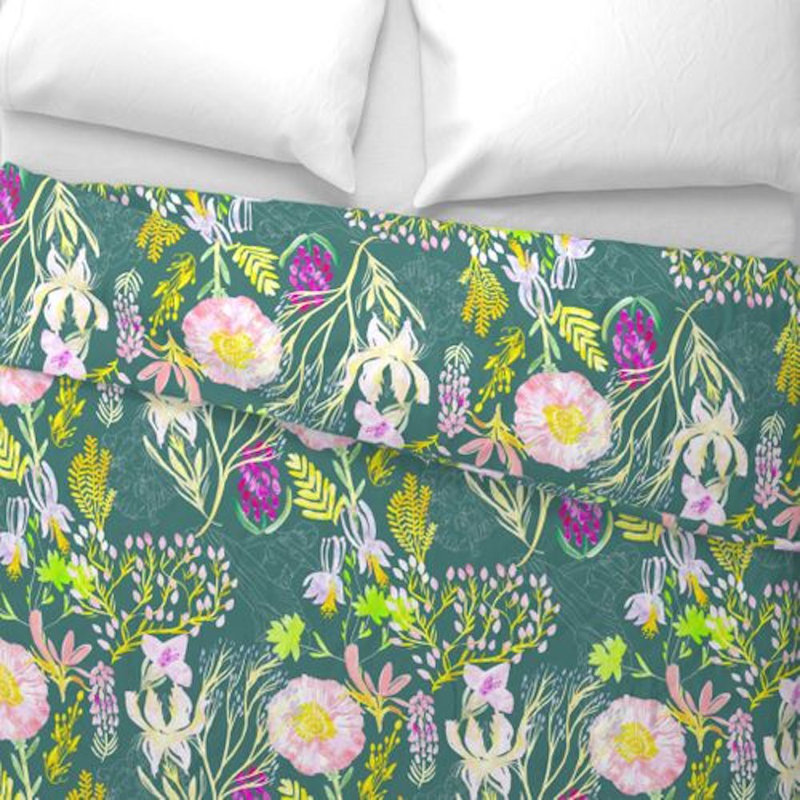 Jubilation Sateen Duvet Cover, Queen Duvet Cover, Green