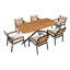 Ensembles de salle à manger de patio moderne, 7 pièces en métal acacia