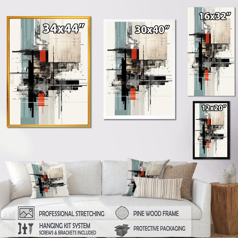 Noir et bleu Infinite Dimensions - Collages abstraits, art mural, H 32 po x l 24 po x P 1 po, Cadre flottant doré
