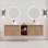 Meuble-lavabo mural 72 po avec lavabo d'art en céramique, tablettes de rangement et portes à fermeture en douceur pour salles de bain modernes