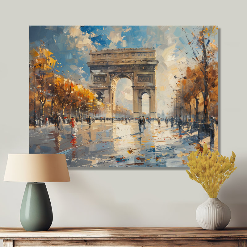 «Autumn Arc De Triomphe In Paris - City Paris», art mural, Toile tendue, H 12 po x l 20 po