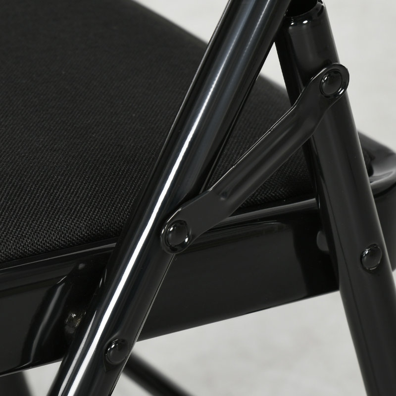 Chaises pliantes en métal avec coussin en lin et chaises pliantes noires