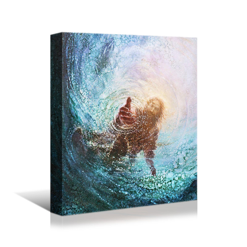 «He Raise Me From Drowning Jesus Sauvé Christian», toile encadrée, H 36 po x l 24 po