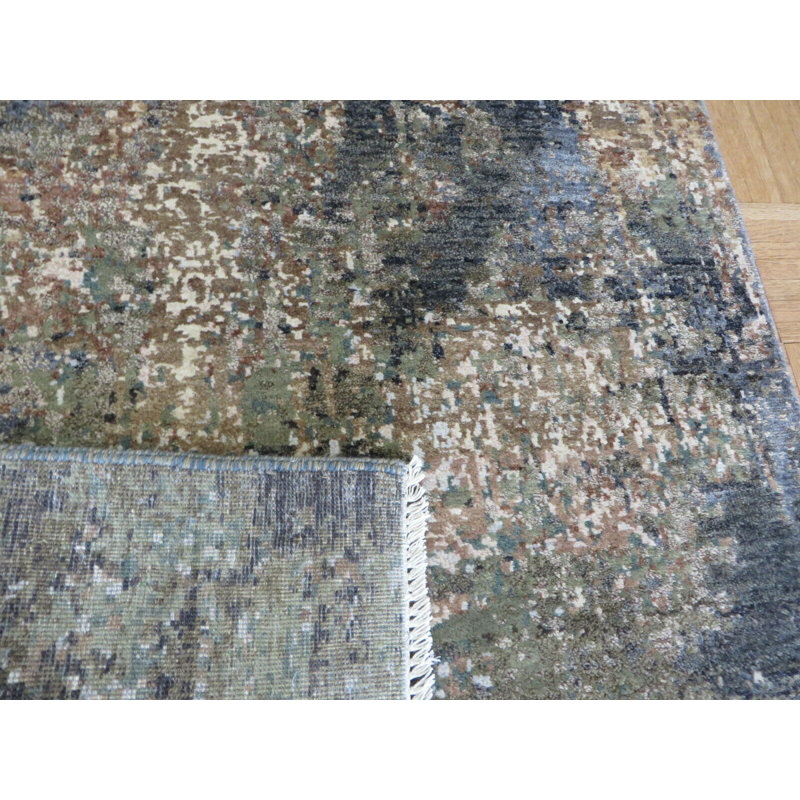 Tapis oriental moderne noué à la main 2 pi 10 po x 4 pi 11 po avec soie 6DAA4112BA14464AB4E20C Valley6C03A24