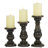 Mango Wood Turned Style Pillar Candle Holders (Set of 3)-2145879324