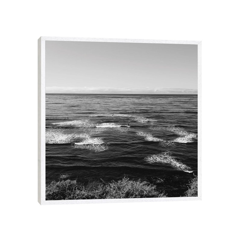 Sunset Cliffs Surfers I 1 Piece Wall Art on Canvas, 45.72cm H x 45.72cm W x 3.81cm D, White Framed