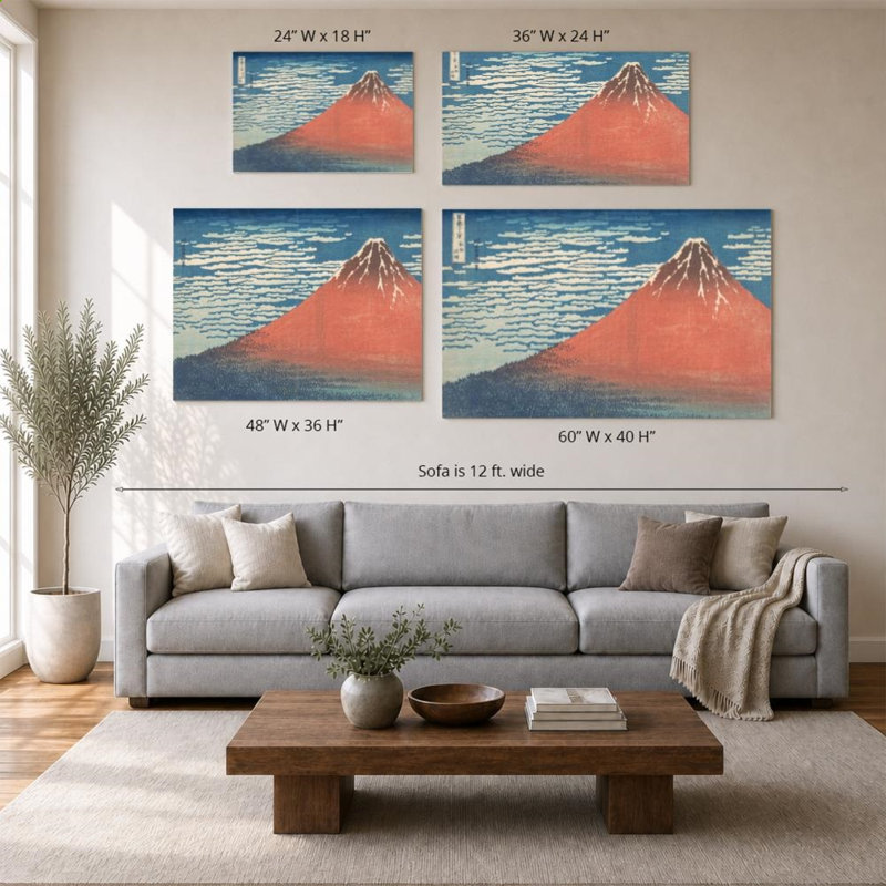 «South Wind, Clear Sky (Red Fuji)» par Katsushika Hokusai - impression sur toile, 18" H x 24" W, Wrapped Canvas