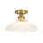 1-Light Fruit Bowl-shape Ribbed Glass Semi-flush Mount