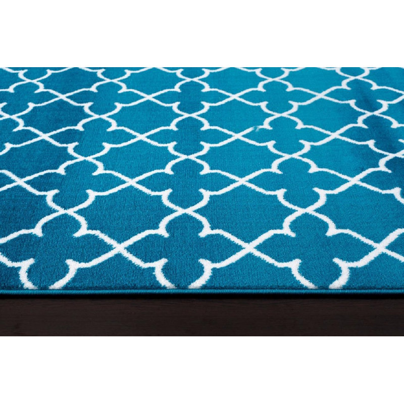 Tapis intérieur / extérieur turquoise Alanson, Rectangle 2 pi x 3 pi