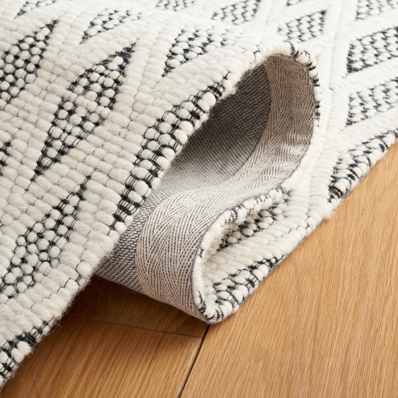 Jacarie Hand Woven Wool And Cotton With Latex Geometric Rug, Rectangle 3' x 5'