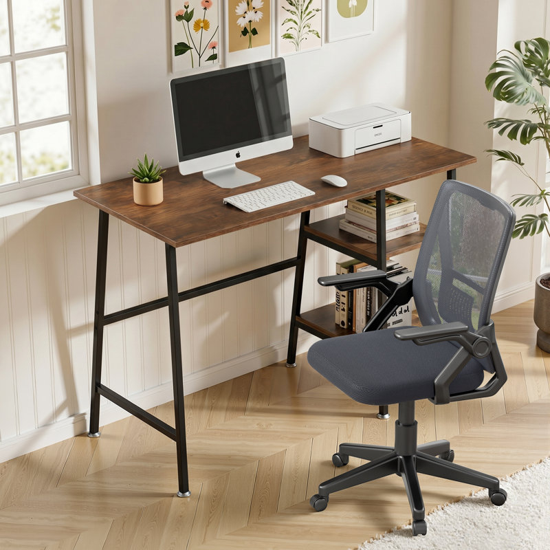 Home Office Desk Set With 1 Office Chair, Modern Desk Computer Desk With Storage Shelves, Writing Table With Chair For Home Office