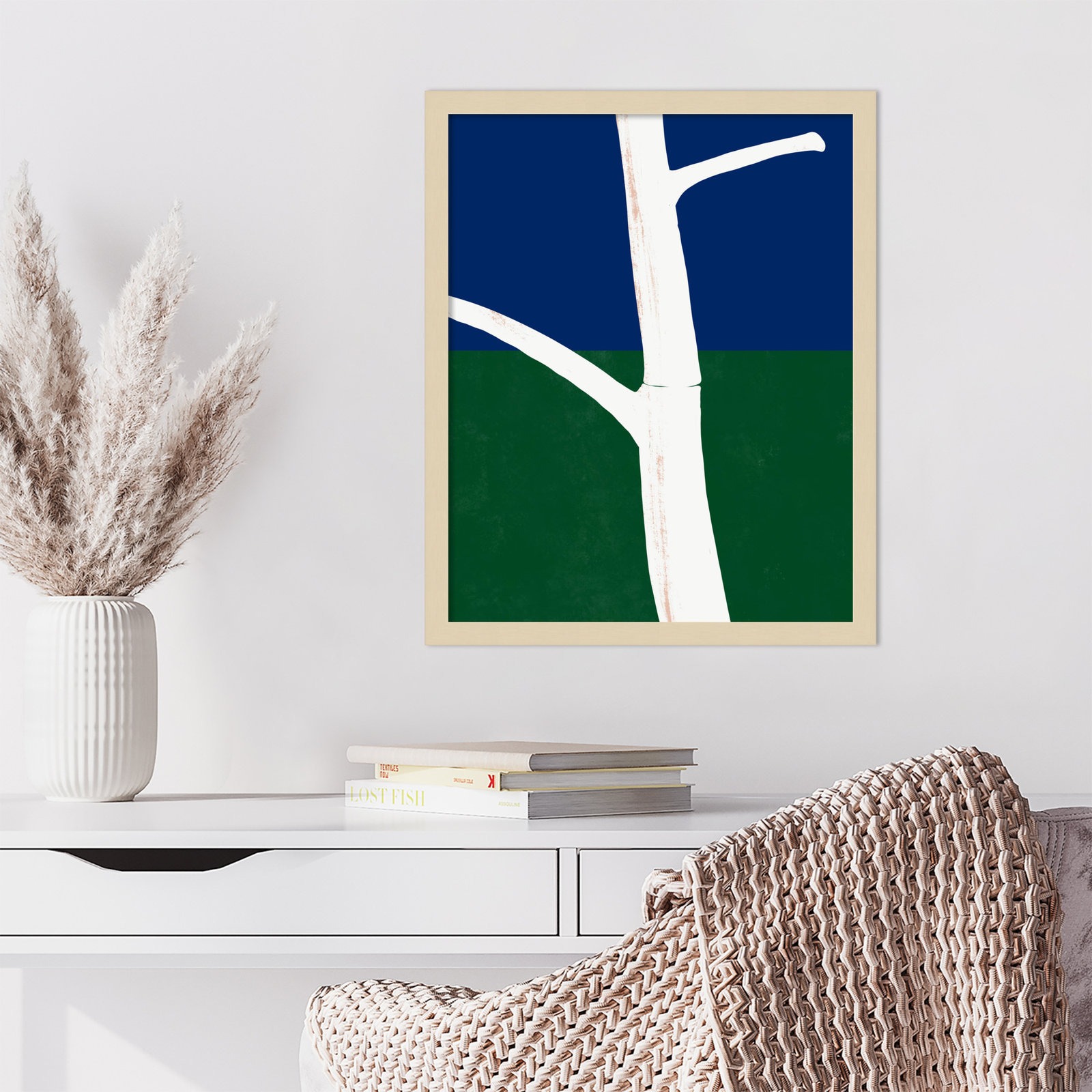 White Bark Print by Little Dean, White Framed, 21" H x 17" W
