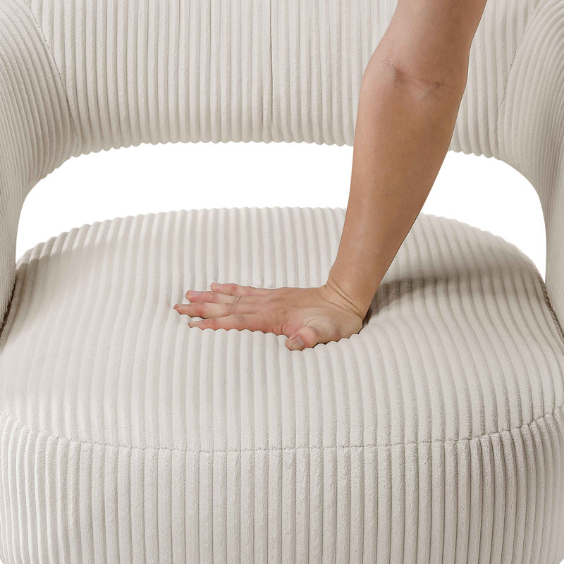 Moderne et luxueux fauteuil d'appoint pivotant en velours côtelé moelleux, siège en bois massif, mobilier de maison élégant, 1 pièce