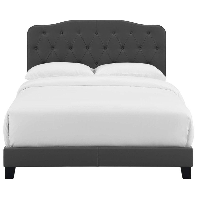 Modway Amelia Faux Leather Bed, Gray, King