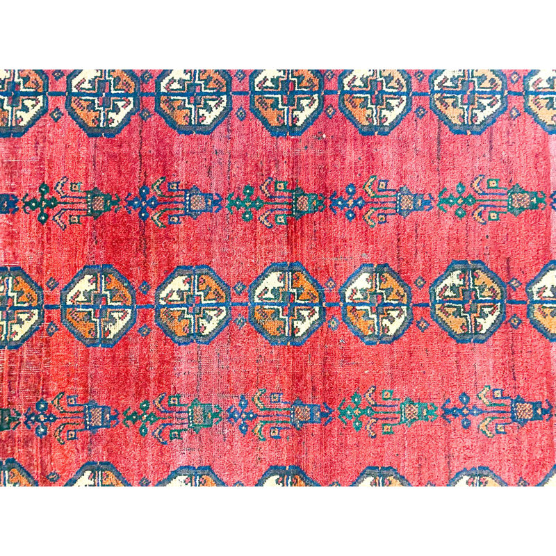Tapis tribal turc rouge et bleu marine 4 x 7