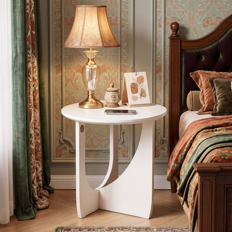 Solid Wood Top End Table, Black