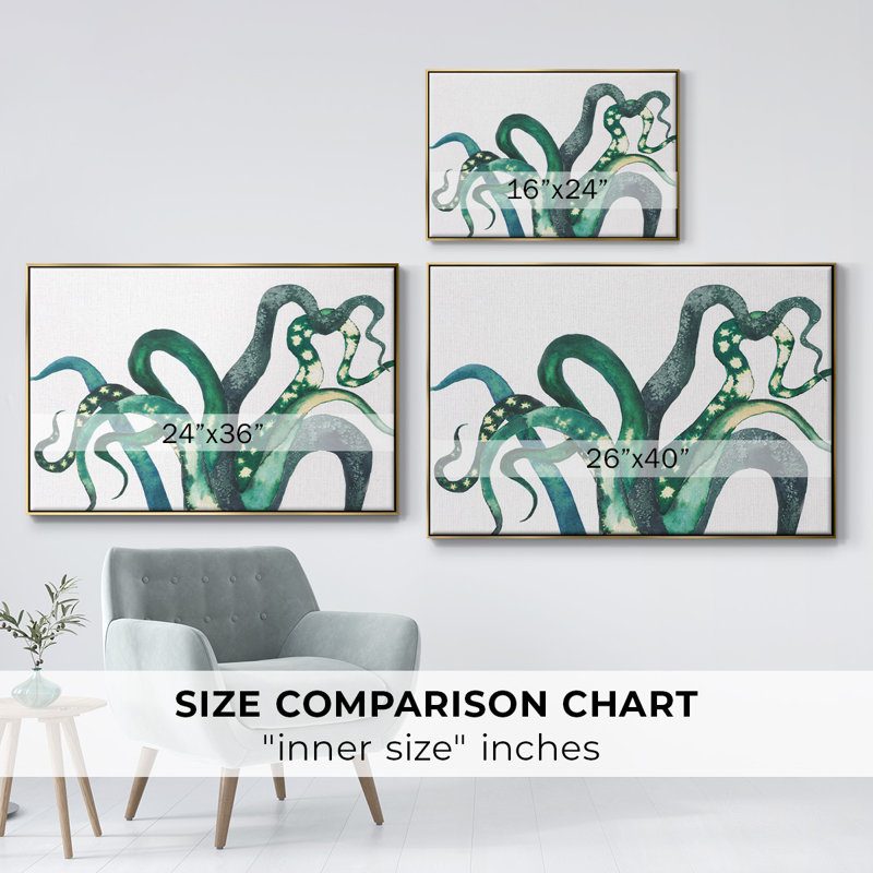 Octo Legs - Reproduction de photo sur toile, H 41 po x l 27 po x P 2 po, Encadrement doré