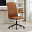Fauteuil de direction antique à haut dossier avec hauteur réglable et pivotement à 360 degrés, revêtement en similicuir, accoudoirs et base à cinq branches-125651417