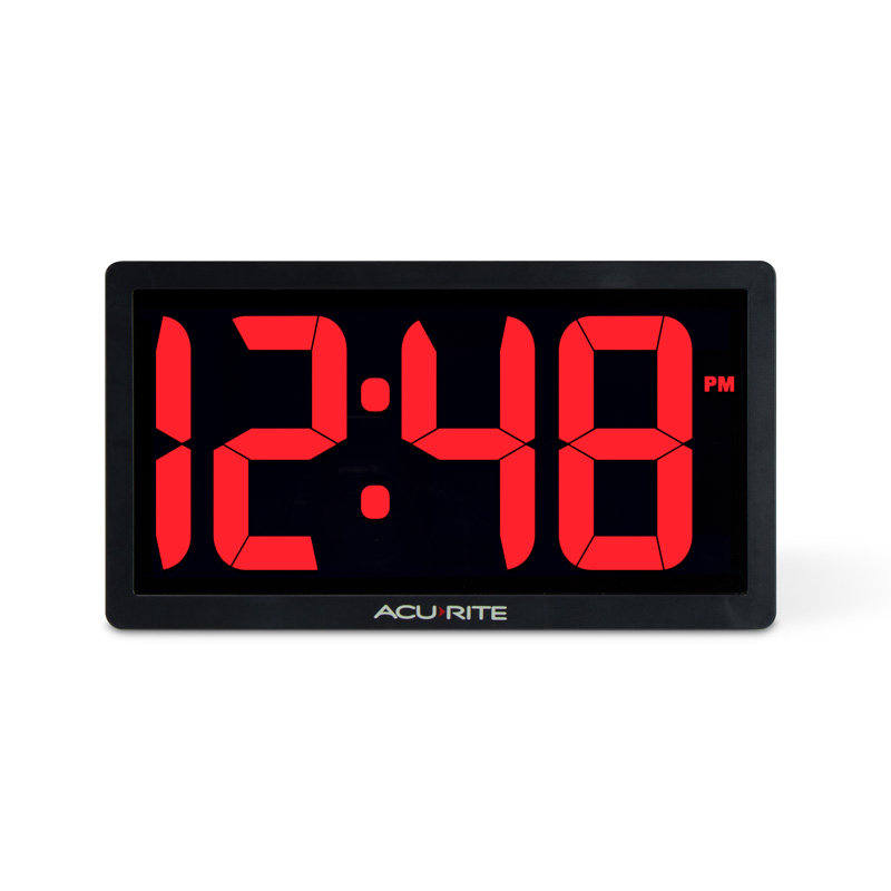 AcuRite 10-Inch LED Digital Clock with Auto-Dimming Brightness, Red (75099M)