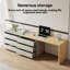 Extending L-Shape Desk with 6-Drawer Unit, Oak Effect Top and Light Grey Finish Fast Dispatch From UK Warehouse – Dispatched Within 2 Days
