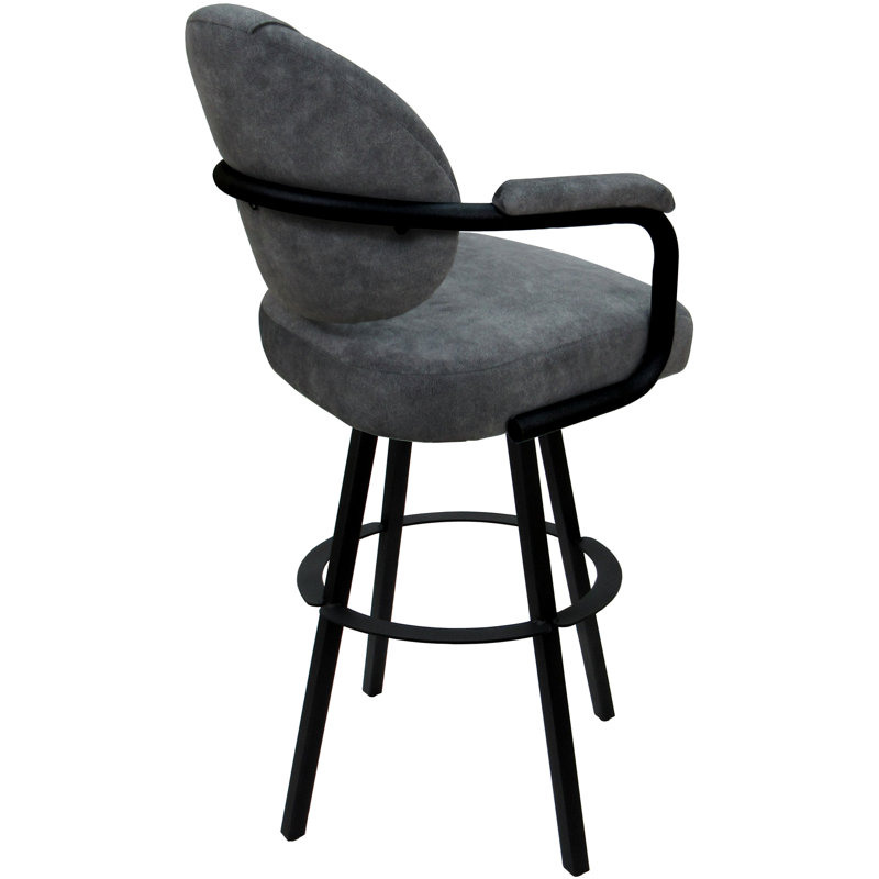 Tabouret de comptoir pivotant 30 po Mahlum, Mélange de polyester gris anthracite / cadre noir