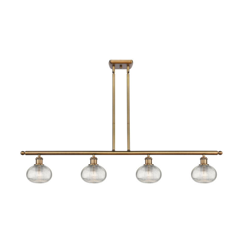 Luminaire suspendu pour îlot de cuisine 4 lumières Larrick, Laiton brossé
