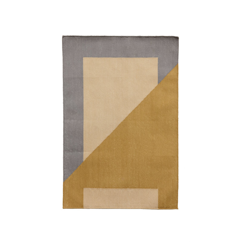 Rectangle Geometric Hand Woven Flatweave Cotton Area Rug in Beige/Yellow, Rectangle 8' x 10'