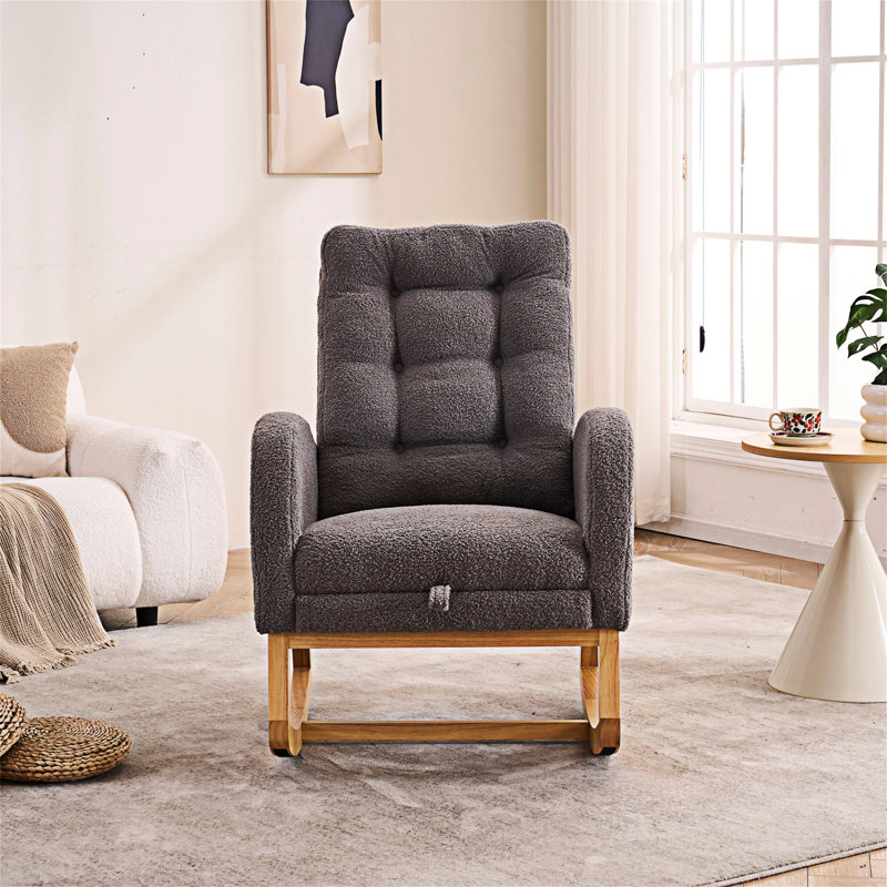 Chaise longue berçante avec repose-pieds Accent, Gris foncé