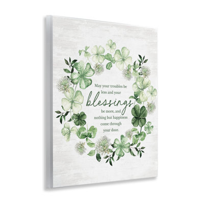 Troubles Less & Blessings More Wreath Wall Plaque, design by Lettered and Lined