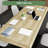 78.7" L Extendable Dining Table With Wood Grain Top And Black Pedestal Base
