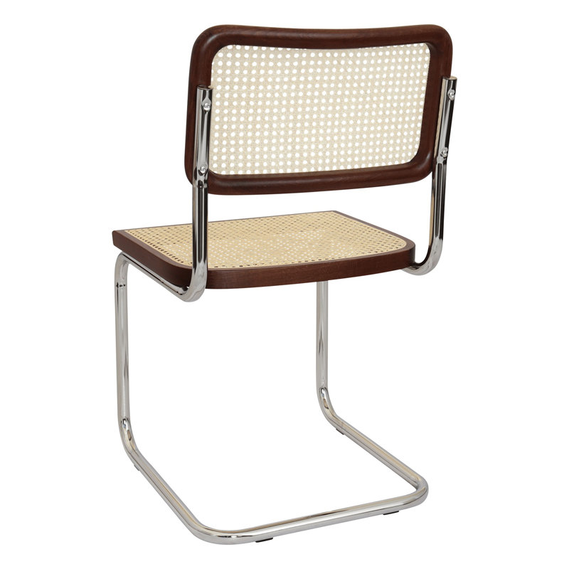 Walnut and Natural Cane Chrome Side Chair