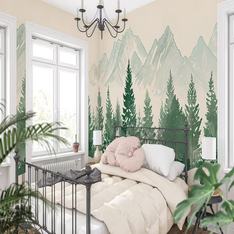 Soft Forest Mountains Wallpaper Mural, 8" L x 108" W