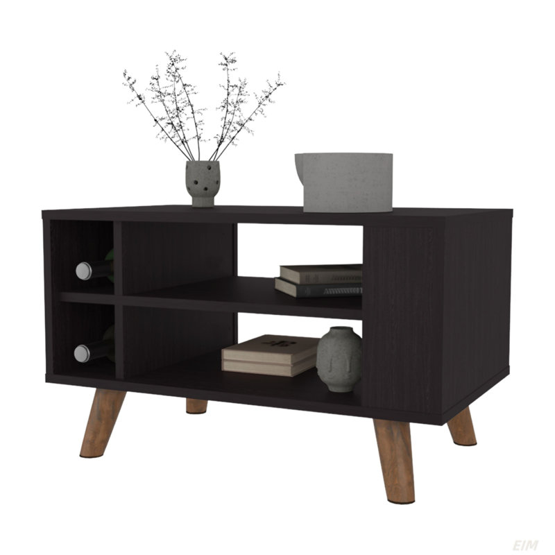 Table basse avec rangement ouvert Wengue, Noir, noir, noir, noir, Brun