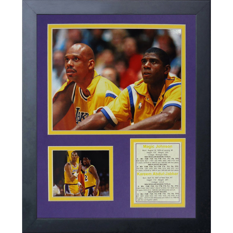 Kareem Abdul-Jabbar and Magic Johnson Framed Memorabilia