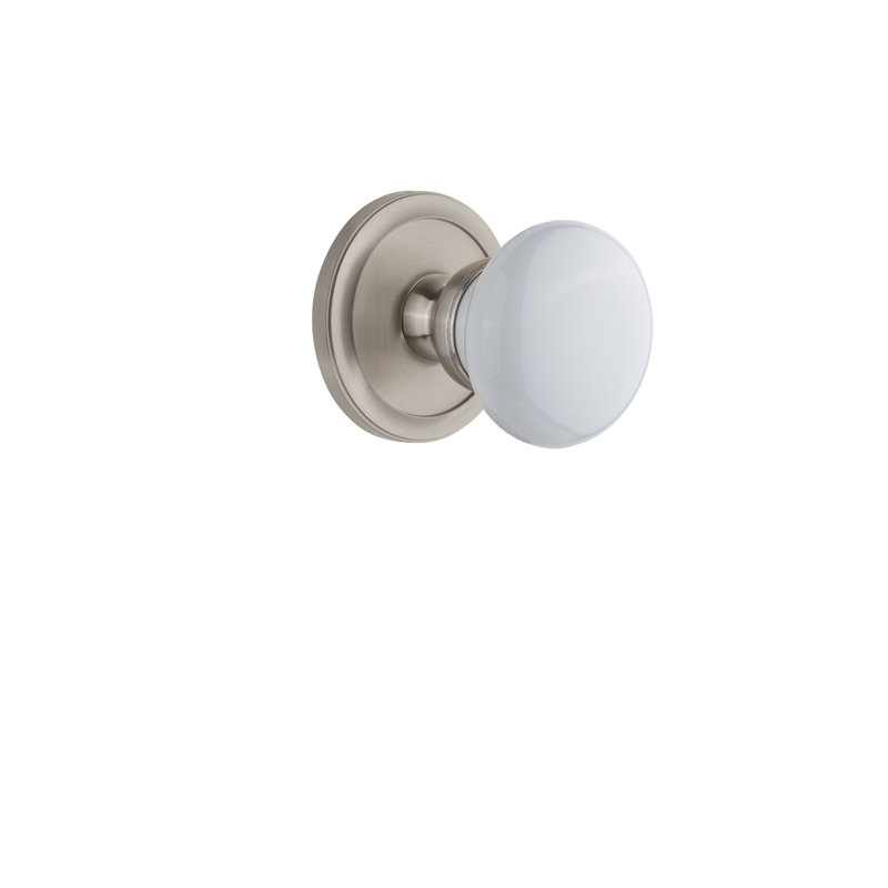 Grandeur Circulaire Rosette Double Dummy with Hyde Park Door Knob, Satin Nickel