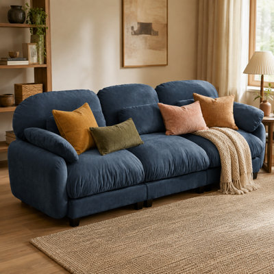 Gatton 3-Seater Cloud Feel Couch, Modern Chenille Modular Sectional Sofa with Oversized Deep Seat, High-Density Foam & Spring Cushions, Plush Living Room Sofa with Lumbar Pillows