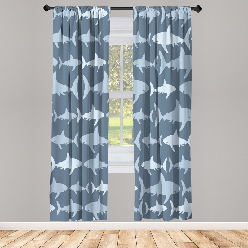 Microfiber Floral Semi-Sheer Rod Pocket Curtain Panels, 28" W x 63" L, Dark Gray/White