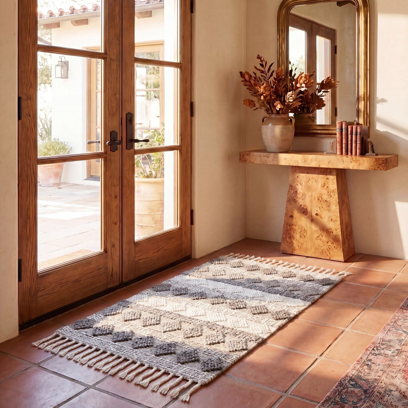 Tapis en laine / coton tissé à la main Natura en noir / ivoire, Rectangle 3 pi x 5 pi