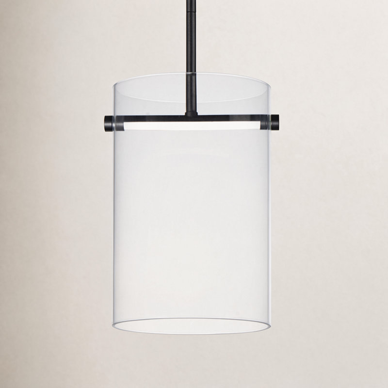 Luminaire suspendu cylindrique 1 lumière DEL Maija, Noir mat