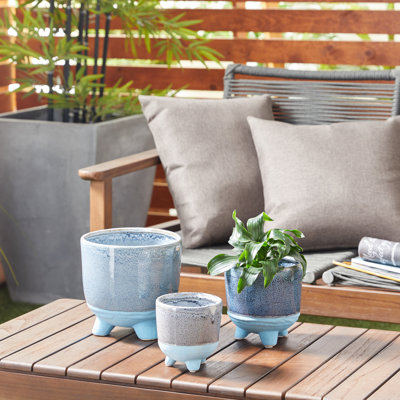 Ensemble de 3 pots de fleurs d'intérieur et d'extérieur verts