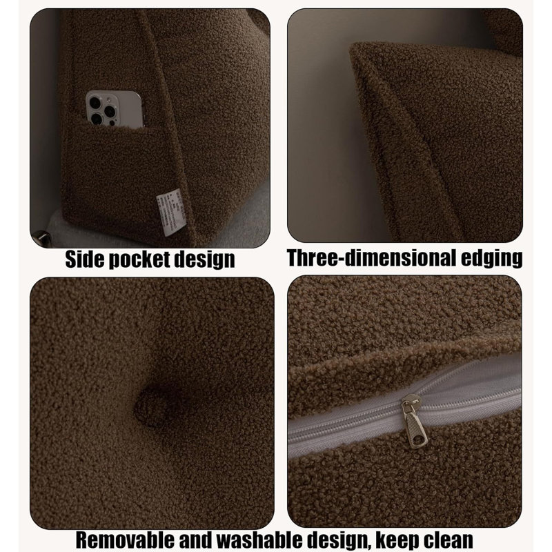 Coussin de lit Teddy, H 19,69 po x l 59,06 po, Brun