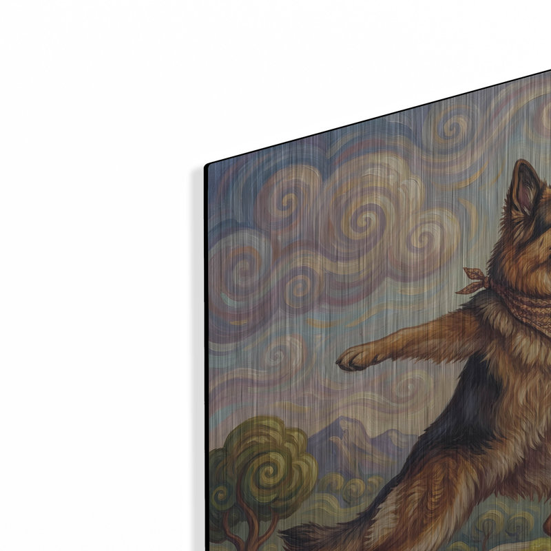 «German Shepherd Yoga Warrior Pose» par Rich Monet, art mural en métal, 24 po x 24 po, H 24 po x l 24 po