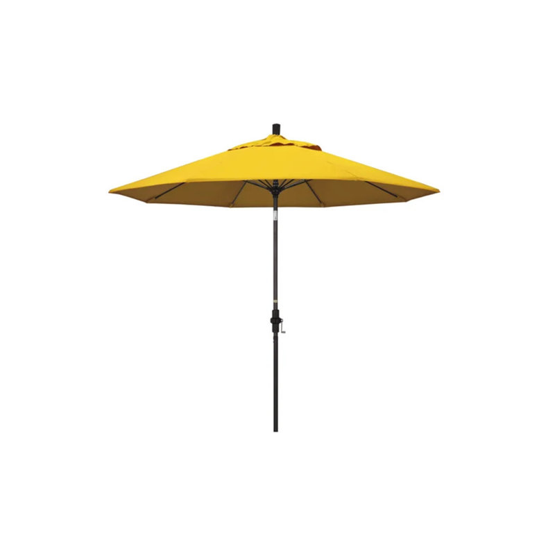 Parasol de marché Sunbrella® 9 pi Roverta, Toile Sunbrella® jaune tournesol, Brun