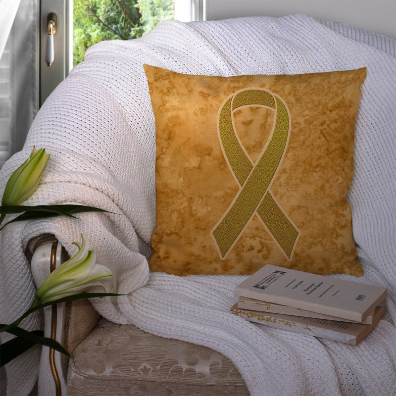 Housse et insert de coussin d'extérieur carré Ribbon for Childacy Cancers, H 14 po x l 14 po x P 4 po