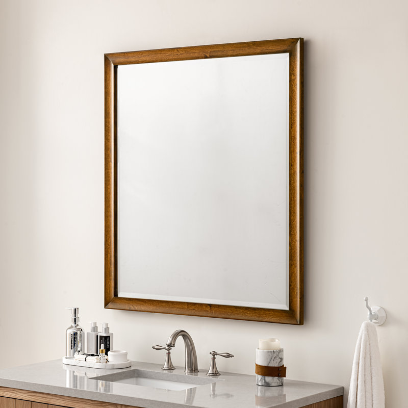 Glenbrooke Solid Wood Wall Mirror, Country Oak, 40" x 36"