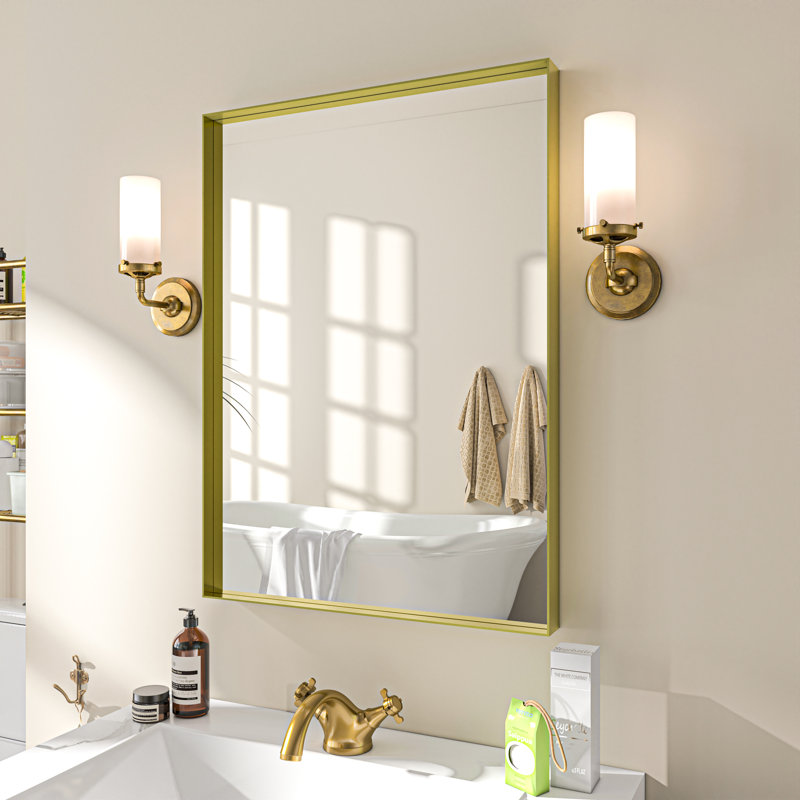 Miroir mural Earsell, 22 po x 30 po, Or brossé