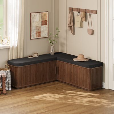 L-Shape Shoe Bench with Cushion